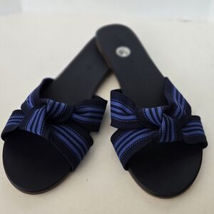 Rothy's Knot  Navy and Black Striped Sandals